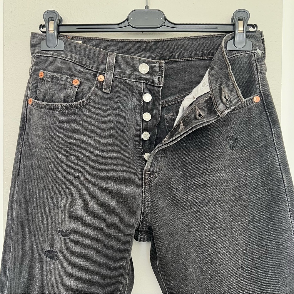 Levi's Big E Premium 501 S Jeans - Faded Black Wash - Grunge Streetwear -Size 27 - Picture 6 of 15